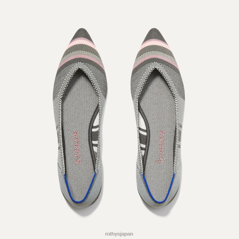 Rothy's ポイント 女性 グレーの逆ストライプ 2XLLJ16 靴